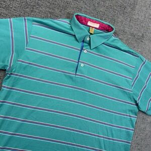 Vintage Brooks Brothers Polo Shirt Mens XL Blue Striped Pima Lisle Made In USA‎